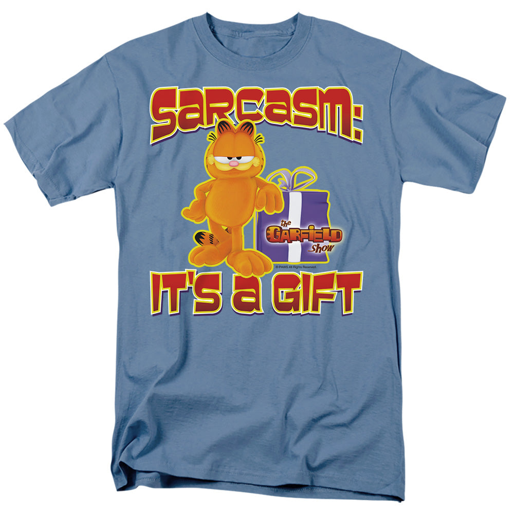 AN OFFCIALLY LICENSED GARFIELD SARCASM MEN'S REGULAR FIT T-SHIRT CAROLINA BLUE