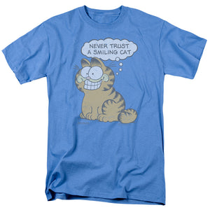 AN OFFCIALLY LICENSED GARFIELD SMILING CAT MEN'S REGULAR FIT T-SHIRT CAROLINA BLUE