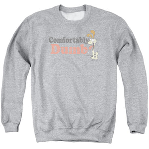 AN OFFCIALLY LICENSED GARFIELD COMFORTABLY DUMB ADULT UNISEX CREWNECK SWEATSHIRT ATHLETIC HEATHER
