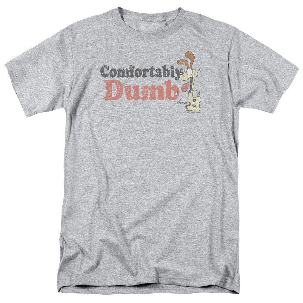 AN OFFCIALLY LICENSED GARFIELD COMFORTABLY DUMB MEN'S REGULAR FIT T-SHIRT ATHLETIC HEATHER