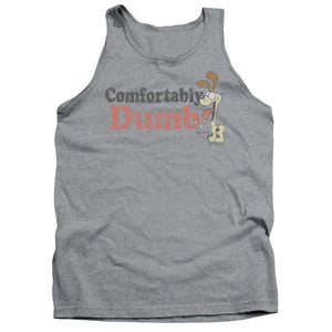 AN OFFCIALLY LICENSED GARFIELD COMFORTABLY DUMB ADULT UNISEX TANK TOP ATHLETIC HEATHER