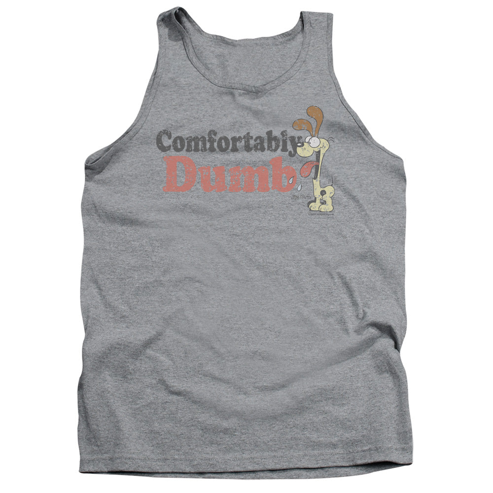 AN OFFCIALLY LICENSED GARFIELD COMFORTABLY DUMB ADULT UNISEX TANK TOP ATHLETIC HEATHER