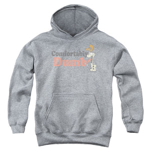 AN OFFCIALLY LICENSED GARFIELD COMFORTABLY DUMB YOUTH HOODIE ATHLETIC HEATHER
