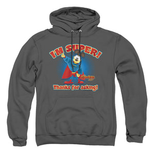 AN OFFCIALLY LICENSED GARFIELD SUPER ADULT UNISEX PULLOVER HOODIE CHARCOAL