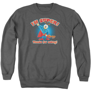 AN OFFCIALLY LICENSED GARFIELD SUPER ADULT UNISEX CREWNECK SWEATSHIRT CHARCOAL