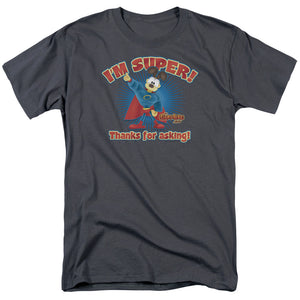AN OFFCIALLY LICENSED GARFIELD SUPER MEN'S REGULAR FIT T-SHIRT CHARCOAL