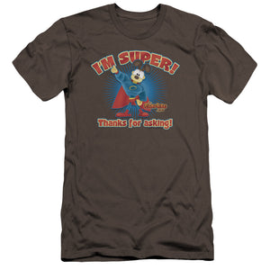 AN OFFCIALLY LICENSED GARFIELD SUPER MEN'S PREMIUM SLIM FIT T-SHIRT CHARCOAL