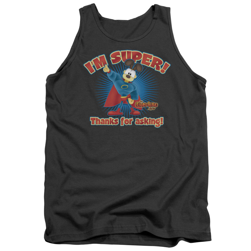 AN OFFCIALLY LICENSED GARFIELD SUPER ADULT UNISEX TANK TOP CHARCOAL