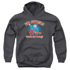 AN OFFCIALLY LICENSED GARFIELD SUPER YOUTH HOODIE CHARCOAL