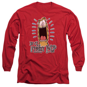 AN OFFCIALLY LICENSED GARFIELD FRIDAY MEN'S LONG SLEEVE T-SHIRT RED
