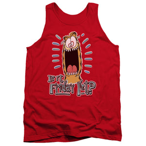 AN OFFCIALLY LICENSED GARFIELD FRIDAY ADULT UNISEX TANK TOP RED
