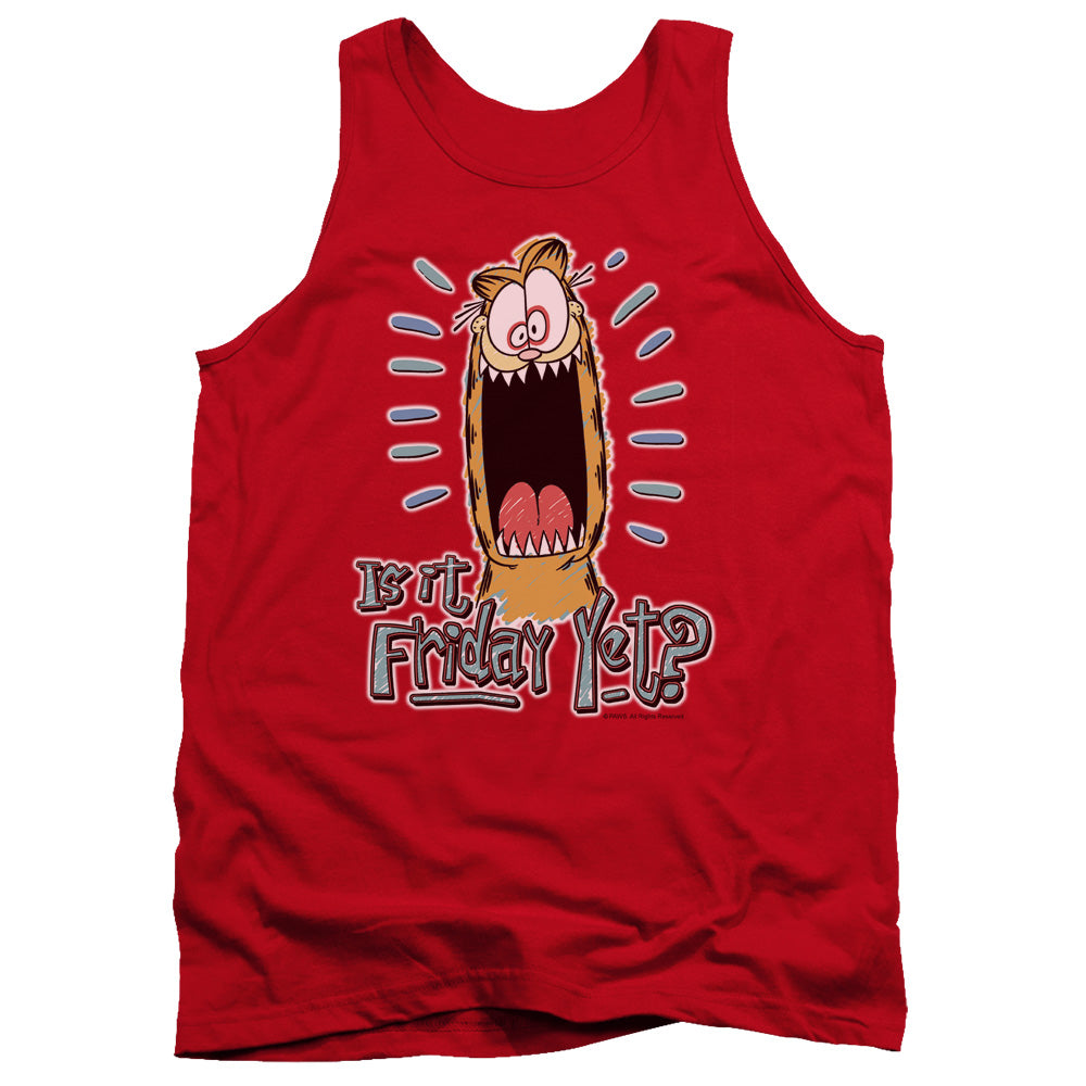 AN OFFCIALLY LICENSED GARFIELD FRIDAY ADULT UNISEX TANK TOP RED