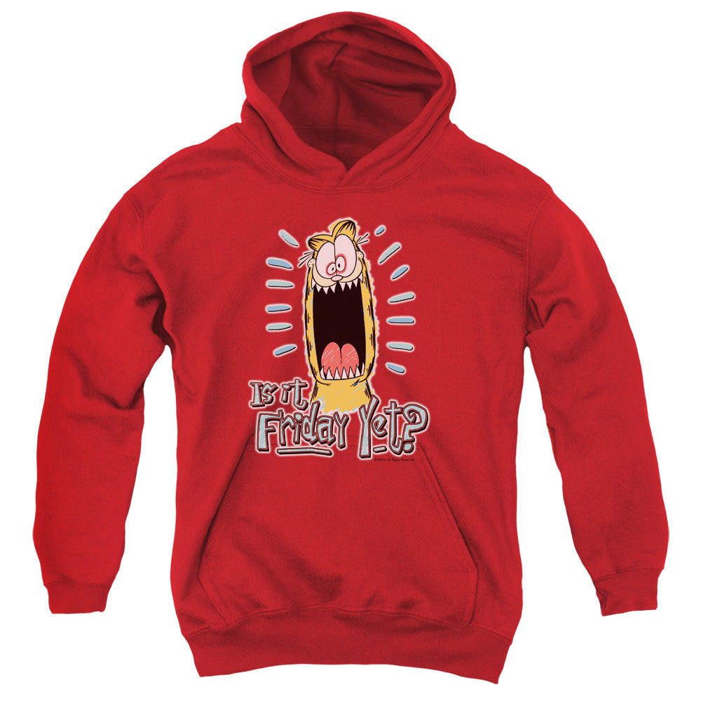 AN OFFCIALLY LICENSED GARFIELD FRIDAY YOUTH HOODIE RED