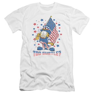 AN OFFCIALLY LICENSED GARFIELD SUBTLE MEN'S PREMIUM SLIM FIT T-SHIRT WHITE