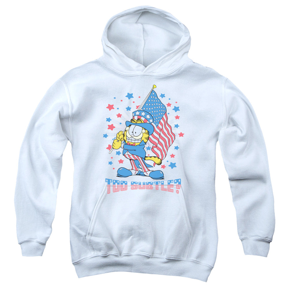 AN OFFCIALLY LICENSED GARFIELD SUBTLE YOUTH HOODIE WHITE