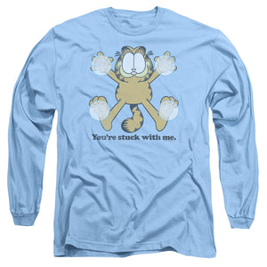 AN OFFCIALLY LICENSED GARFIELD STUCK MEN'S LONG SLEEVE T-SHIRT CAROLINA BLUE