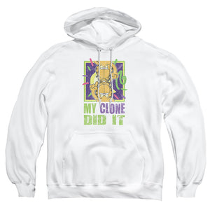 AN OFFCIALLY LICENSED GARFIELD MY CLONE DID IT ADULT UNISEX PULLOVER HOODIE WHITE