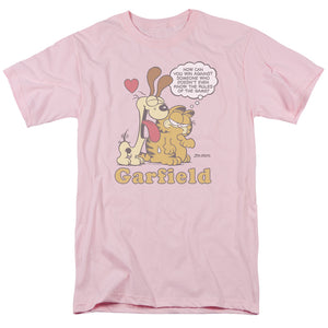 AN OFFCIALLY LICENSED GARFIELD CANT WIN MEN'S REGULAR FIT T-SHIRT PINK