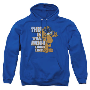 AN OFFCIALLY LICENSED GARFIELD AWESOME ADULT UNISEX PULLOVER HOODIE ROYAL