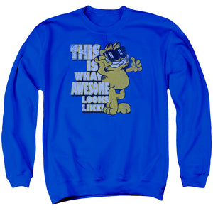 AN OFFCIALLY LICENSED GARFIELD AWESOME ADULT UNISEX CREWNECK SWEATSHIRT ROYAL