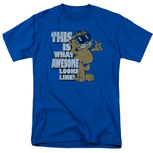 AN OFFCIALLY LICENSED GARFIELD AWESOME MEN'S REGULAR FIT T-SHIRT ROYAL