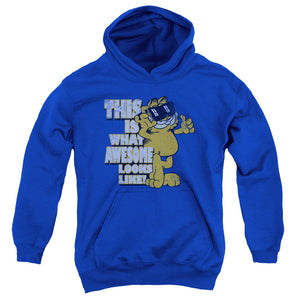AN OFFCIALLY LICENSED GARFIELD AWESOME YOUTH HOODIE ROYAL