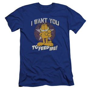 AN OFFCIALLY LICENSED GARFIELD I WANT YOU MEN'S PREMIUM SLIM FIT T-SHIRT ROYAL