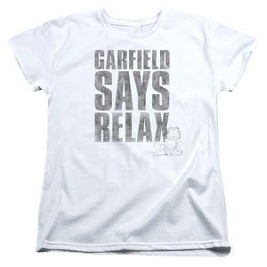 AN OFFCIALLY LICENSED GARFIELD RELAX WOMEN'S REGULAR FIT T-SHIRT WHITE
