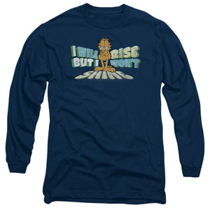 AN OFFCIALLY LICENSED GARFIELD RISE NOT SHINE MEN'S LONG SLEEVE T-SHIRT NAVY