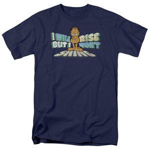 AN OFFCIALLY LICENSED GARFIELD RISE NOT SHINE MEN'S REGULAR FIT T-SHIRT NAVY