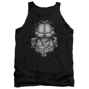AN OFFCIALLY LICENSED GARFIELD LASAGNA FOR LIFE ADULT UNISEX TANK TOP BLACK