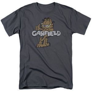 AN OFFCIALLY LICENSED GARFIELD RETRO GARF MEN'S REGULAR FIT T-SHIRT CHARCOAL