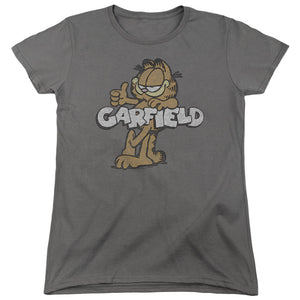 AN OFFCIALLY LICENSED GARFIELD RETRO GARF WOMEN'S REGULAR FIT T-SHIRT BLACK