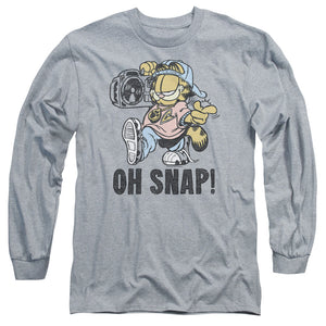 AN OFFCIALLY LICENSED GARFIELD OH SNAP MEN'S LONG SLEEVE T-SHIRT ATHLETIC HEATHER