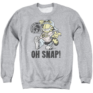 AN OFFCIALLY LICENSED GARFIELD OH SNAP ADULT UNISEX CREWNECK SWEATSHIRT ATHLETIC HEATHER