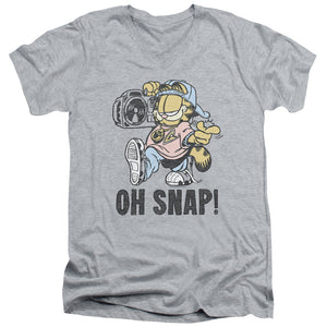AN OFFCIALLY LICENSED GARFIELD OH SNAP MEN'S V-NECK T-SHIRT ATHLETIC HEATHER