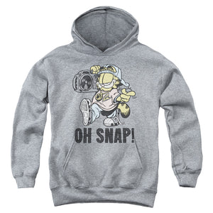 AN OFFCIALLY LICENSED GARFIELD OH SNAP YOUTH HOODIE ATHLETIC HEATHER
