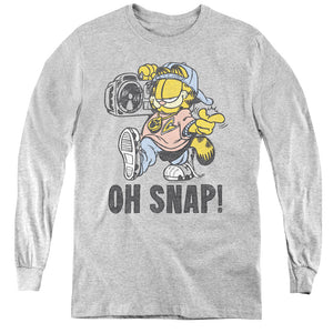 AN OFFCIALLY LICENSED GARFIELD OH SNAP YOUTH LONG SLEEVE T-SHIRT ATHLETIC HEATHER