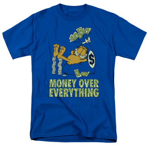 AN OFFCIALLY LICENSED GARFIELD MONEY IS EVERYTHING MEN'S REGULAR FIT T-SHIRT ROYAL