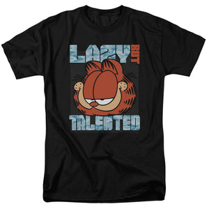 AN OFFCIALLY LICENSED GARFIELD LAZY BUT TALENTED MEN'S REGULAR FIT T-SHIRT BLACK