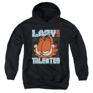 AN OFFCIALLY LICENSED GARFIELD LAZY BUT TALENTED YOUTH HOODIE BLACK