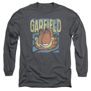 AN OFFCIALLY LICENSED GARFIELD RAD GARFIELD MEN'S LONG SLEEVE T-SHIRT CHARCOAL