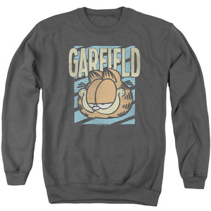 AN OFFCIALLY LICENSED GARFIELD RAD GARFIELD ADULT UNISEX CREWNECK SWEATSHIRT CHARCOAL