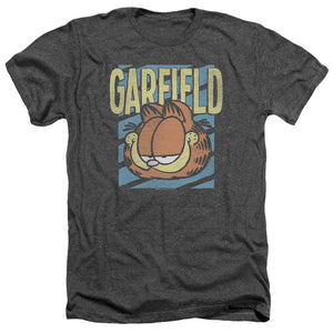 AN OFFCIALLY LICENSED GARFIELD RAD GARFIELD MEN'S HEATHER T-SHIRT CHARCOAL