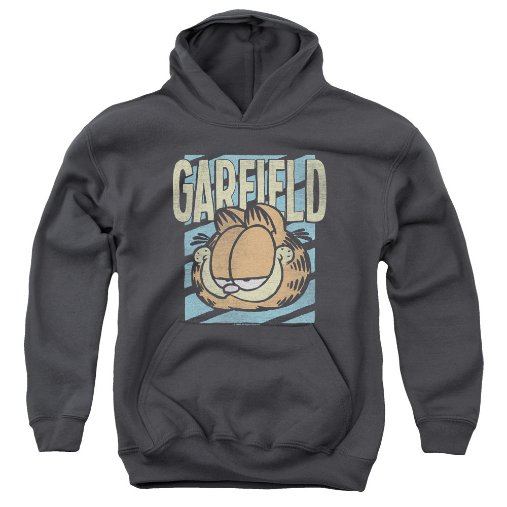 AN OFFCIALLY LICENSED GARFIELD RAD GARFIELD YOUTH HOODIE CHARCOAL