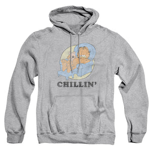 AN OFFCIALLY LICENSED GARFIELD CHILLIN ADULT UNISEX PULLOVER HOODIE ATHLETIC HEATHER