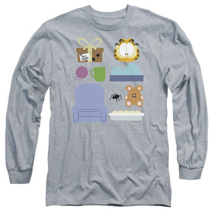 AN OFFCIALLY LICENSED GARFIELD GIFT SET MEN'S LONG SLEEVE T-SHIRT ATHLETIC HEATHER