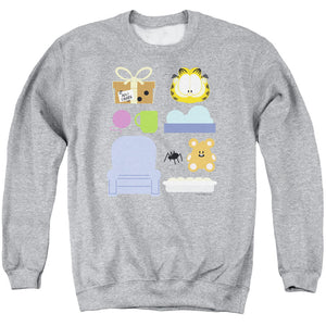 AN OFFCIALLY LICENSED GARFIELD GIFT SET ADULT UNISEX CREWNECK SWEATSHIRT ATHLETIC HEATHER