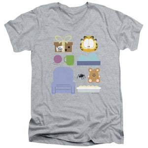 AN OFFCIALLY LICENSED GARFIELD GIFT SET MEN'S V-NECK T-SHIRT ATHLETIC HEATHER