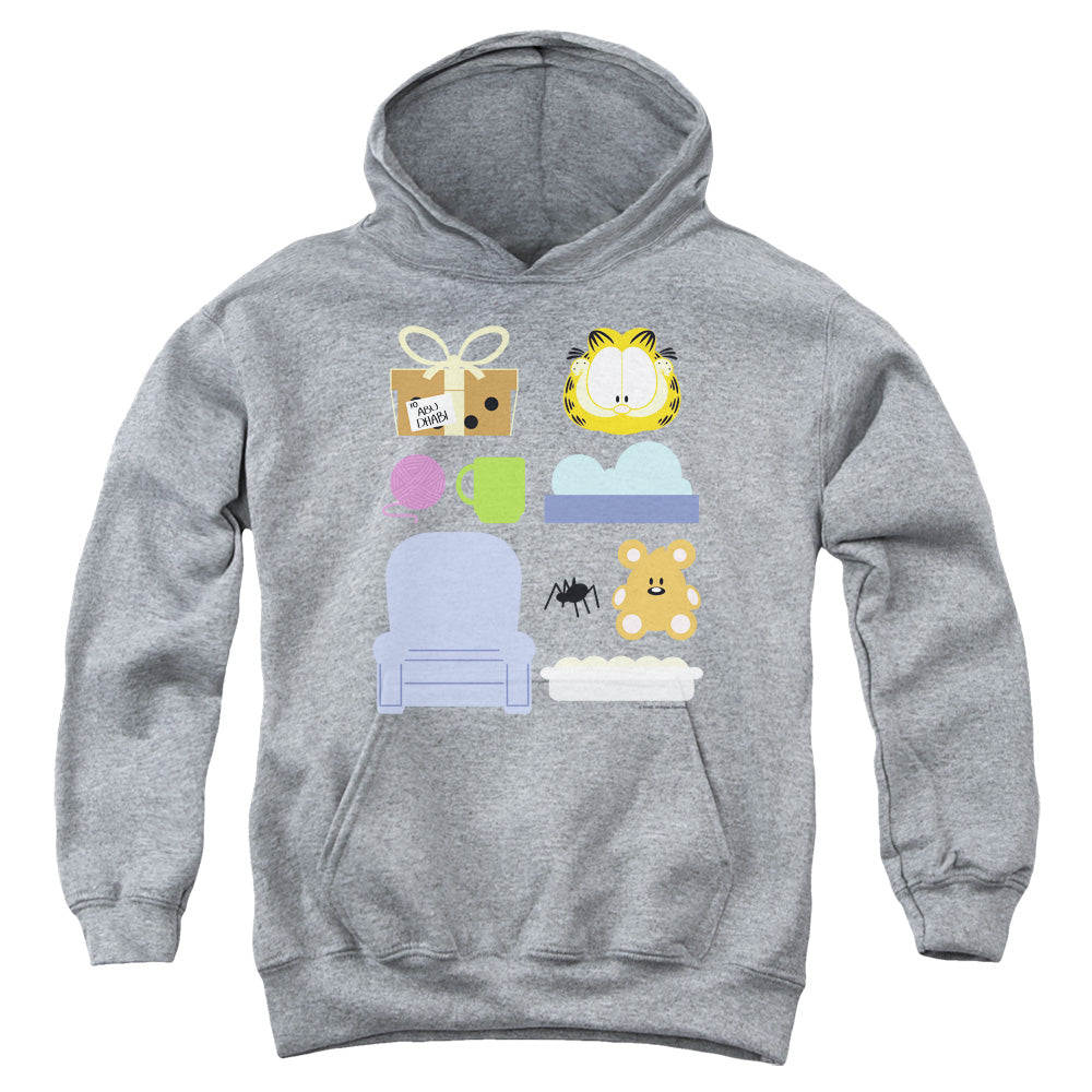 AN OFFCIALLY LICENSED GARFIELD GIFT SET YOUTH HOODIE ATHLETIC HEATHER